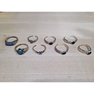 Vintage Sterling Silver Ring Lot 8pc Boma 925 Turquoise Onyx Adjustable Toe Ring